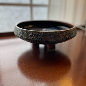 Mid Century Ikebana Vase Pottery TOYO Brown Textured Modernist 1960’s Japan 9.5”